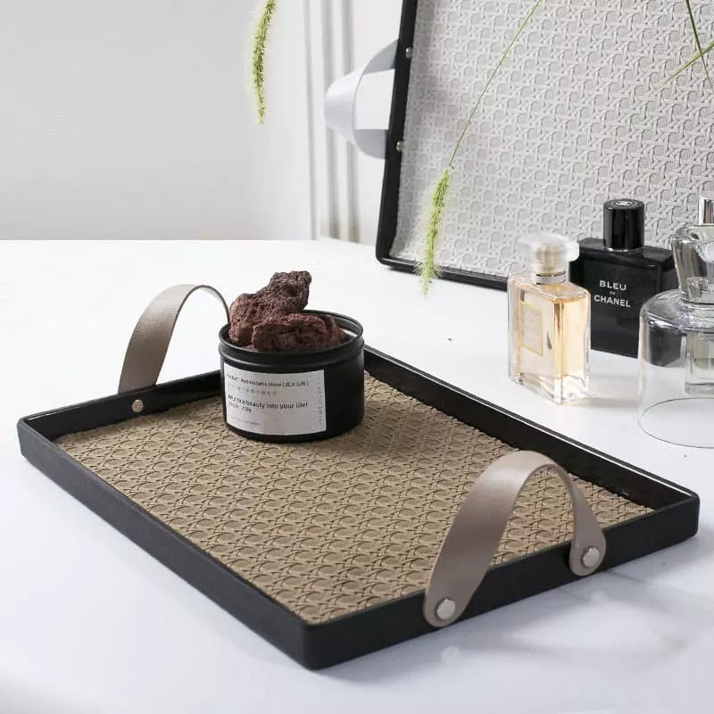 Rectangular Decorative Tray for Bathroom/Living Room with Handle