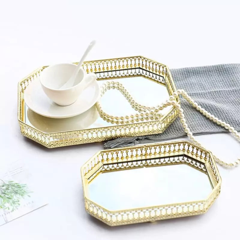 Rectangular Decorative Tray for Bathroom/Living Room with Mirror