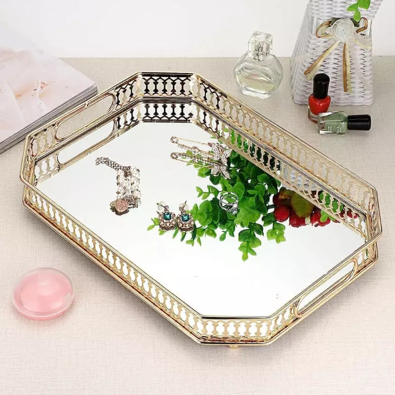 Rectangular Decorative Tray for Bathroom/Living Room with Mirror