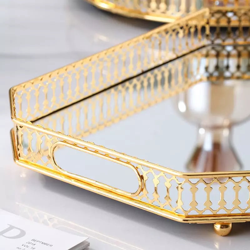 Rectangular Decorative Tray for Bathroom/Living Room with Mirror