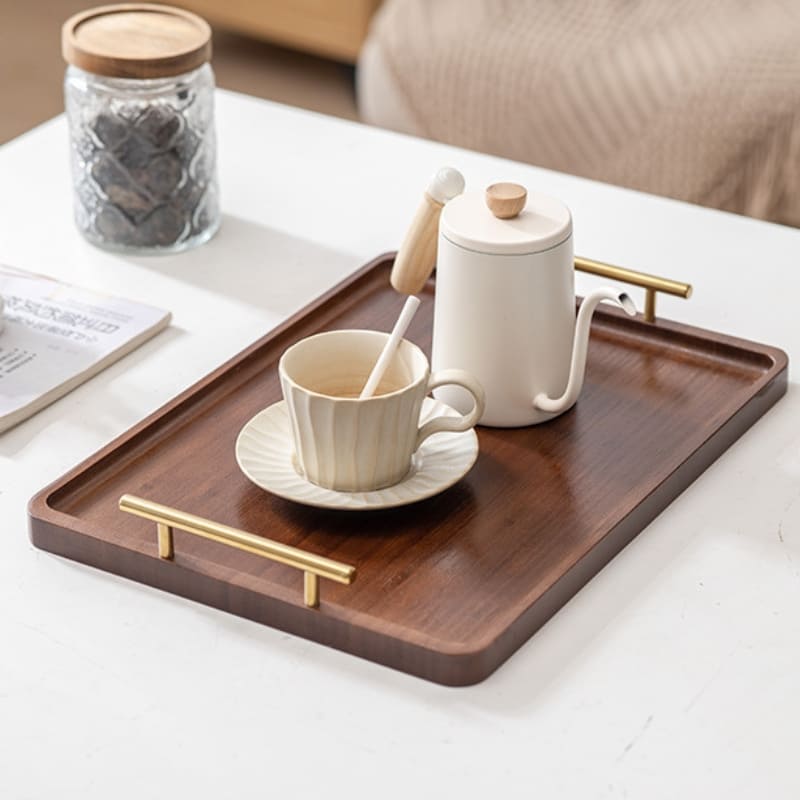 Rectangular Wooden Decorative Tray with Handle
