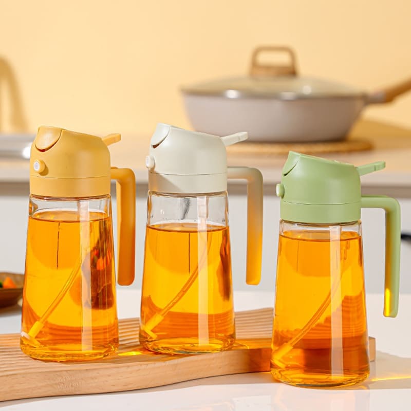 Oil Sprayer Dispenser Oil and Vinegar Holder 2-in-1