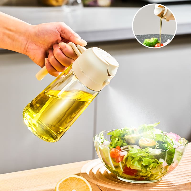 Oil Sprayer Dispenser Oil and Vinegar Holder 2-in-1