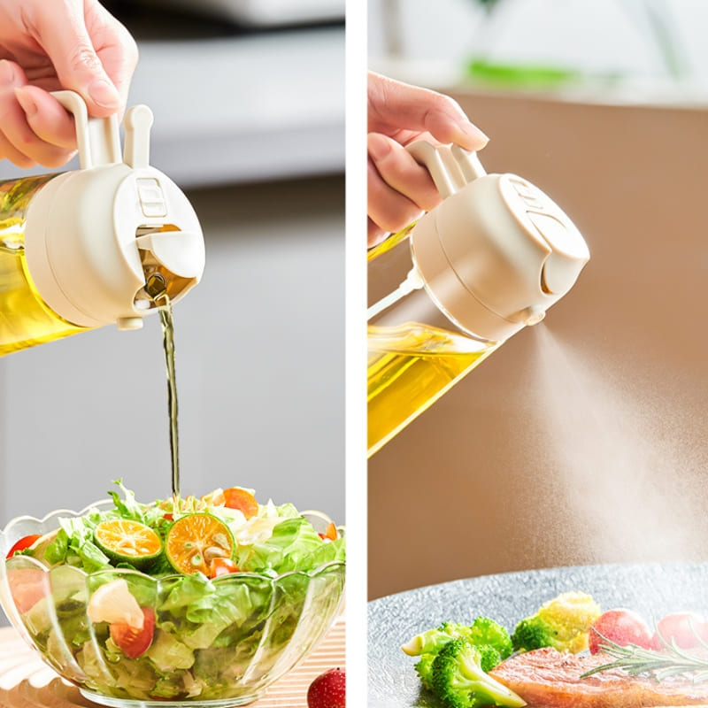 Oil Sprayer Dispenser Oil and Vinegar Holder 2-in-1