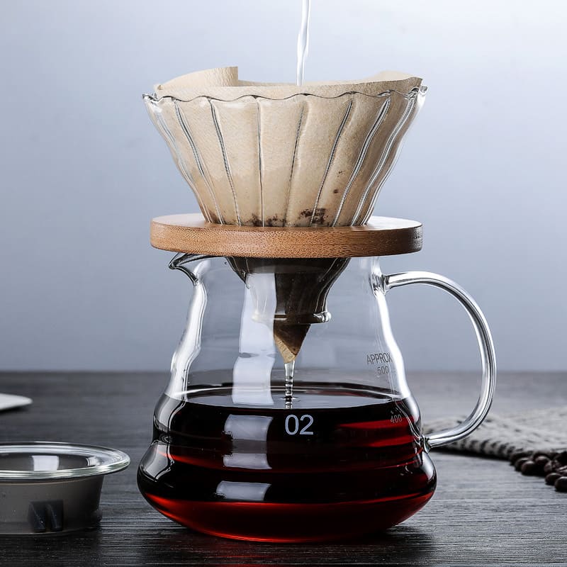Borosilicate Glass Coffee Mug with Hario V60 Type Coffee Dripper