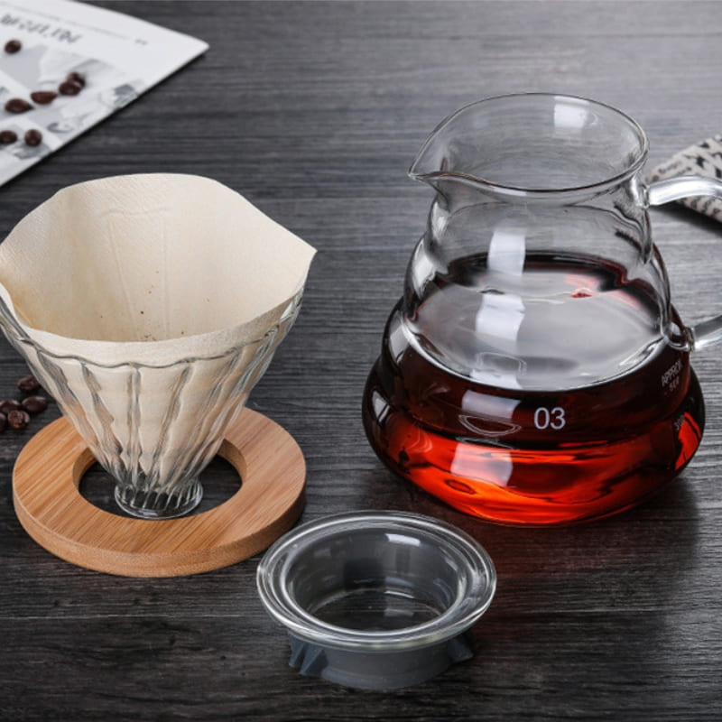 Borosilicate Glass Coffee Mug with Hario V60 Type Coffee Dripper