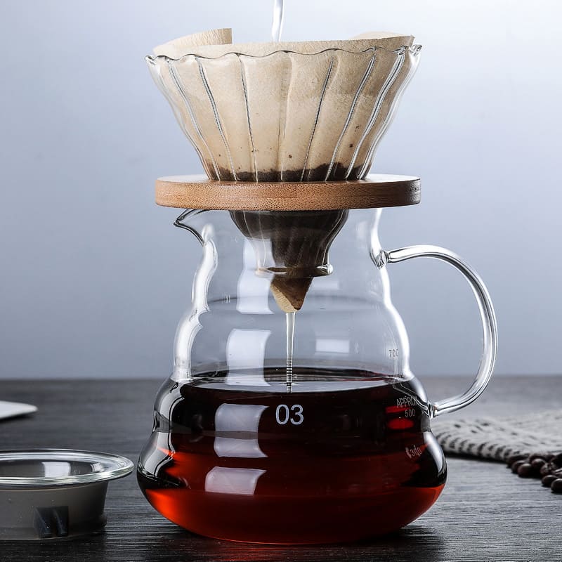 Borosilicate Glass Coffee Mug with Hario V60 Type Coffee Dripper