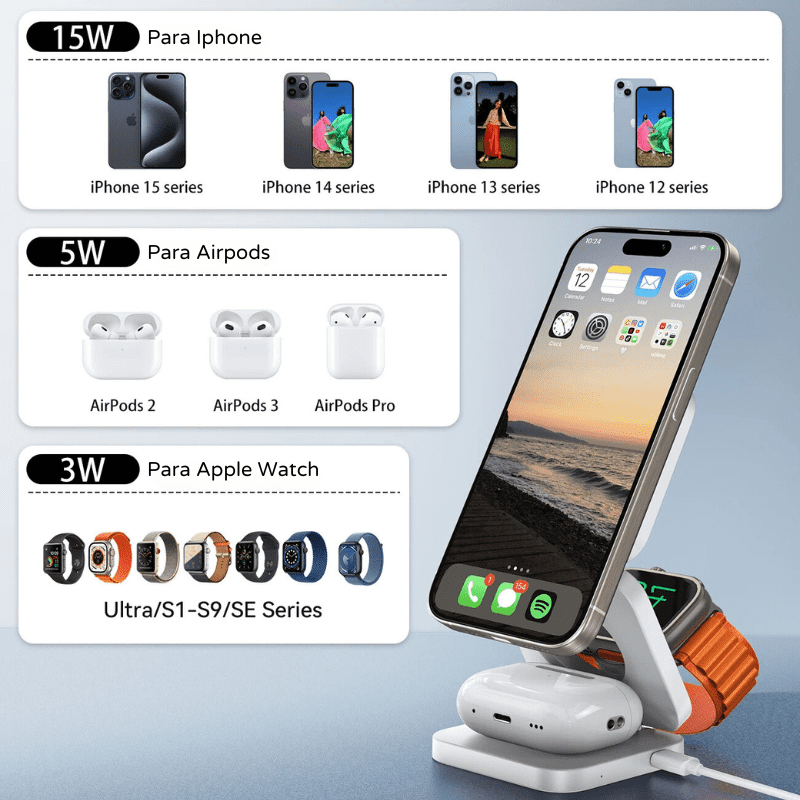 iPhone Wireless Charger Stand for Apple Watch and AirPods