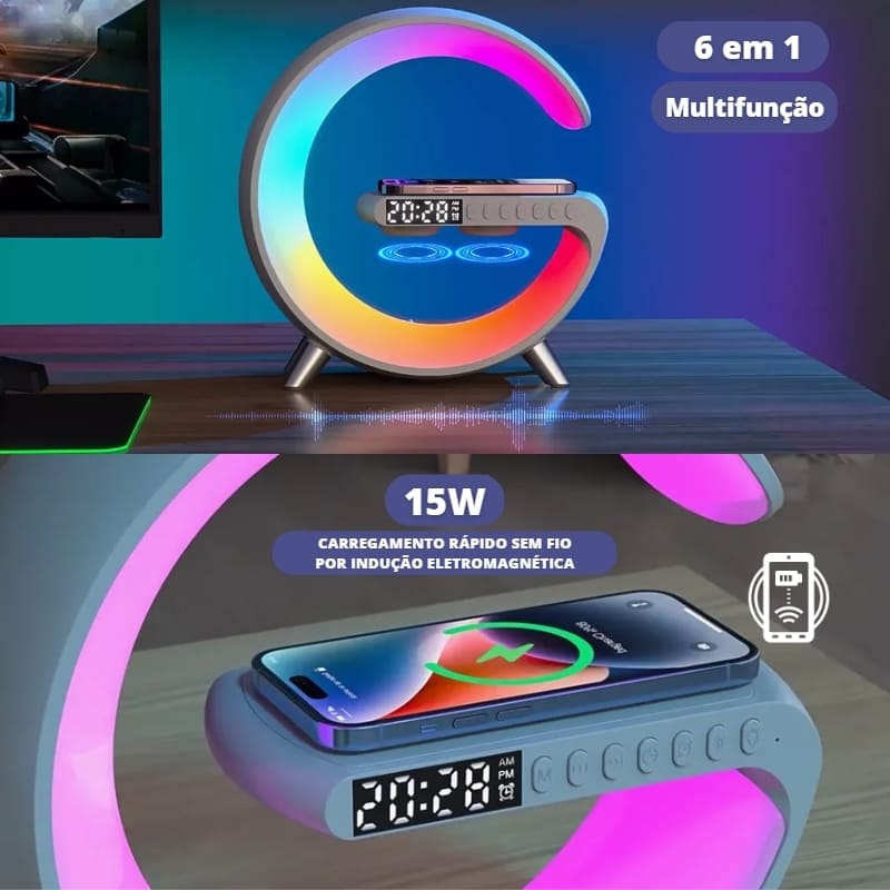 iPhone Samsung Wireless Charger + Alarm Clock + Lamp