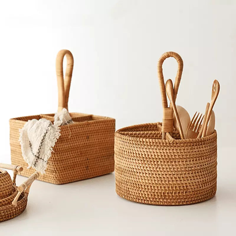 Handmade Rattan Wicker Storage Basket