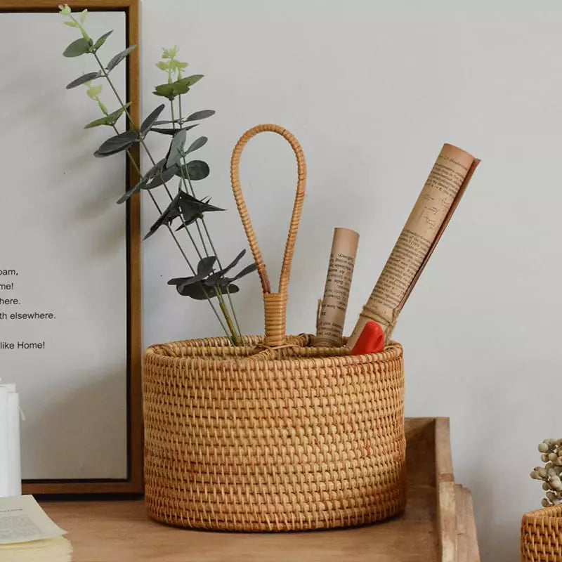 Handmade Rattan Wicker Storage Basket