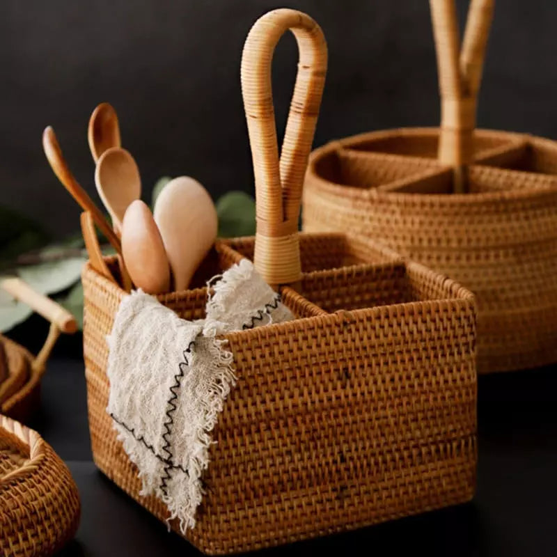 Handmade Rattan Wicker Storage Basket