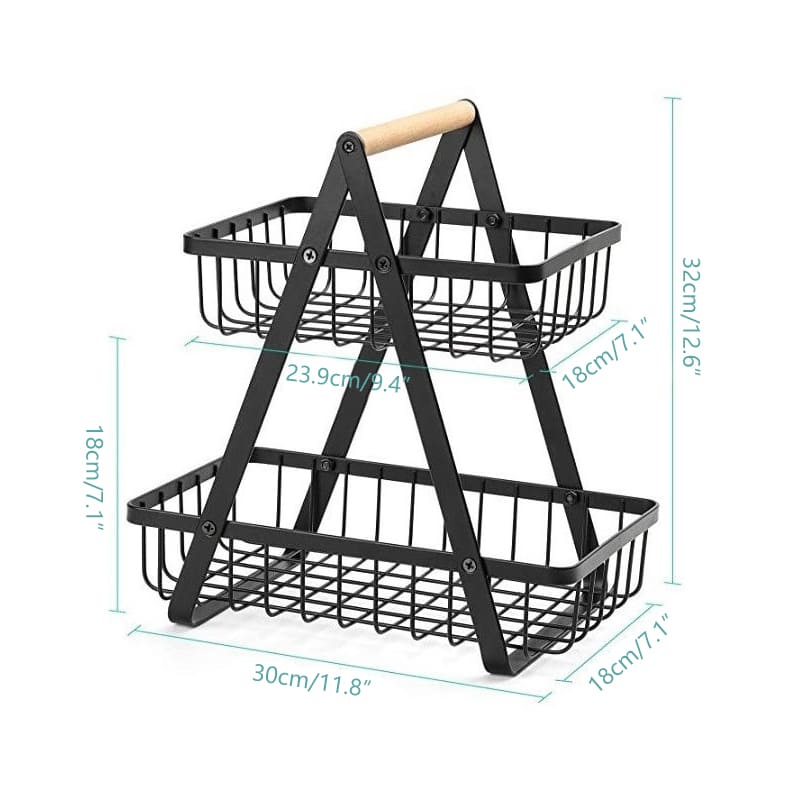Two-Level Fruit Basket Table Fruit Bowl Polyresin