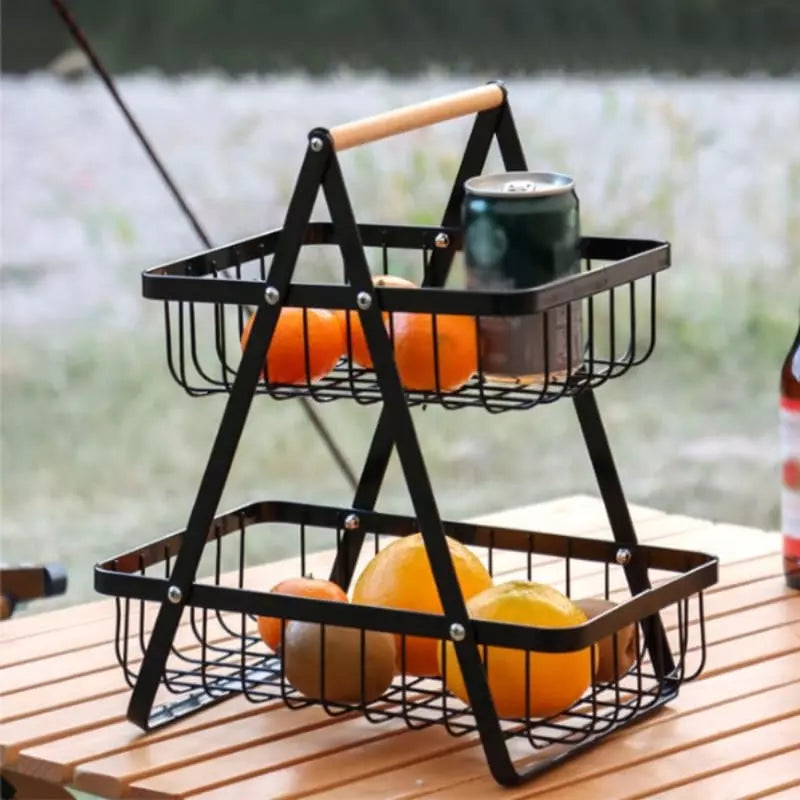 Two-Level Fruit Basket Table Fruit Bowl Polyresin