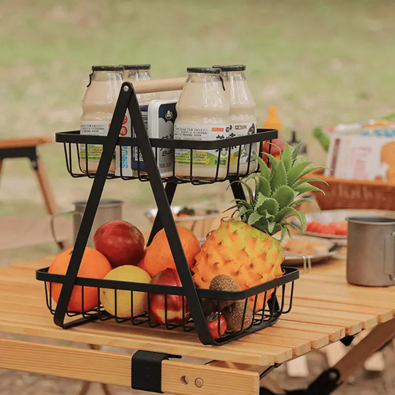 Two-Level Fruit Basket Table Fruit Bowl Polyresin