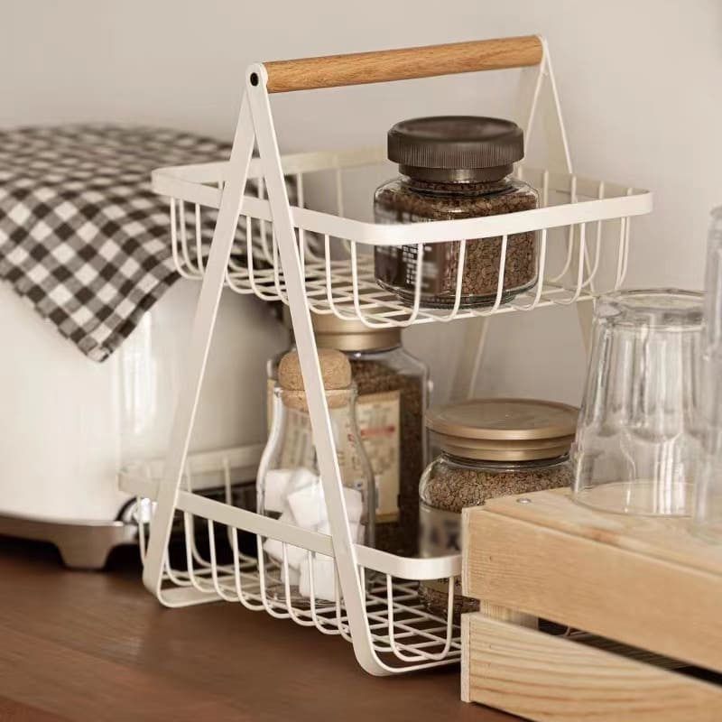 Two-Level Fruit Basket Table Fruit Bowl Polyresin