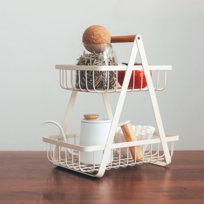 Two-Level Fruit Basket Table Fruit Bowl Polyresin