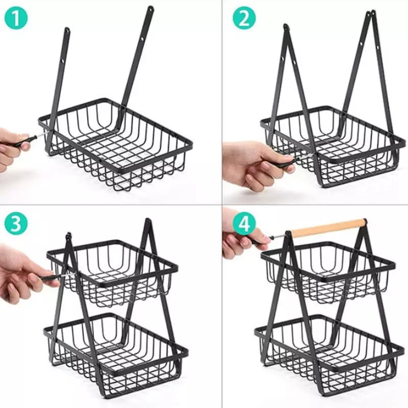 Two-Level Fruit Basket Table Fruit Bowl Polyresin