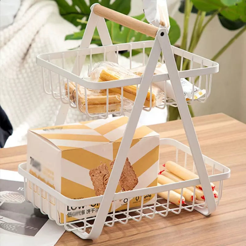 Two-Level Fruit Basket Table Fruit Bowl Polyresin