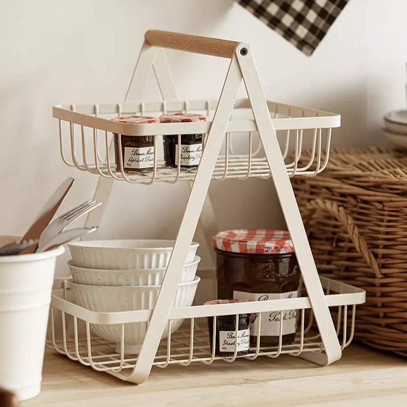 Two-Level Fruit Basket Table Fruit Bowl Polyresin