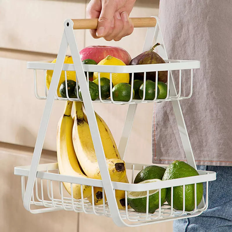 Two-Level Fruit Basket Table Fruit Bowl Polyresin