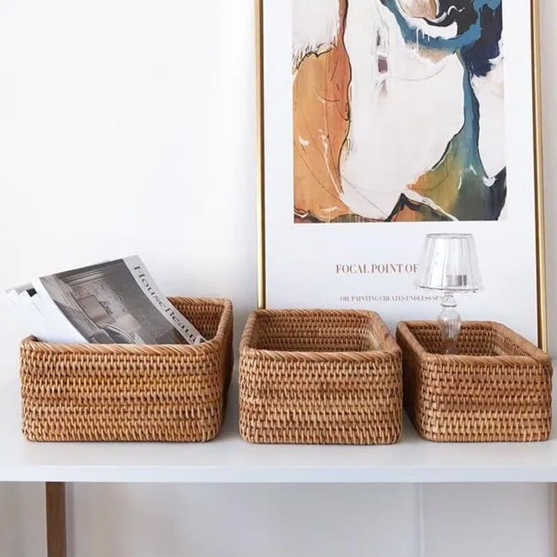 Handmade Polihousi Wicker Rattan Straw Basket