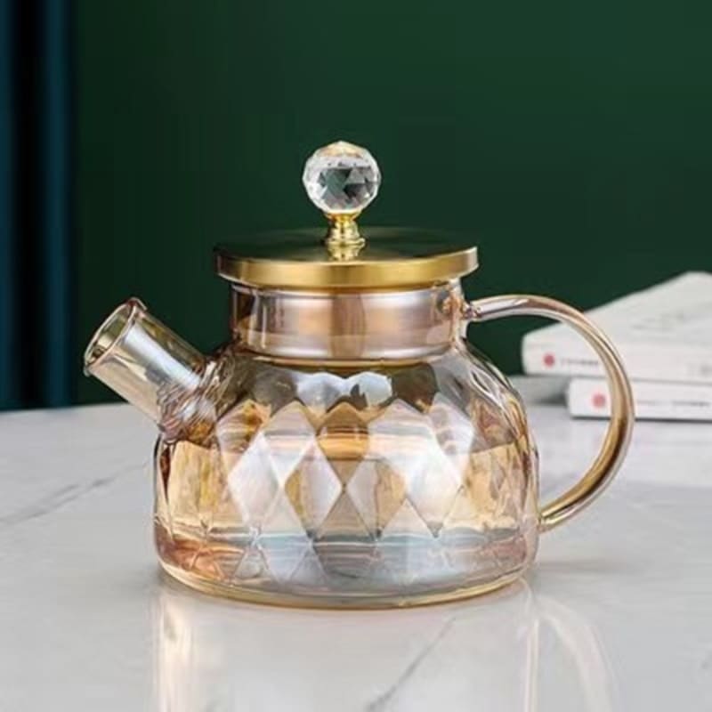 Borosilicate Glass Kettle with Stainless Steel Lid Diamond Polished