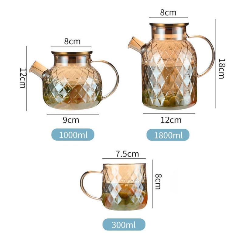 Borosilicate Glass Kettle with Stainless Steel Lid Diamond Polished