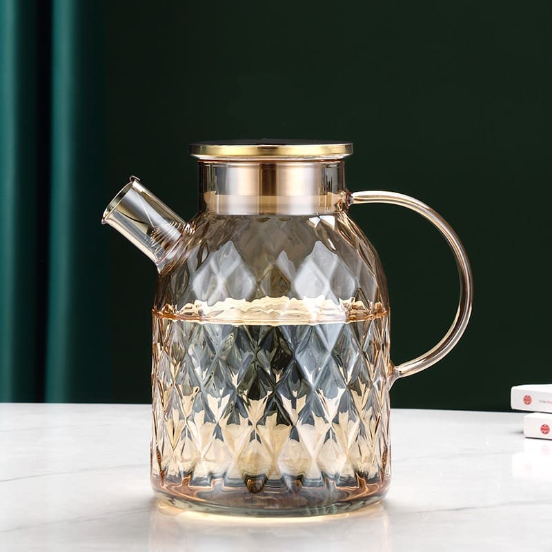 Borosilicate Glass Kettle with Stainless Steel Lid Diamond Polished