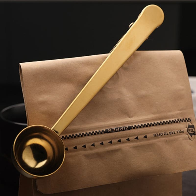 Stainless Steel Coffee Spoon with Clamp and Packaging Clip
