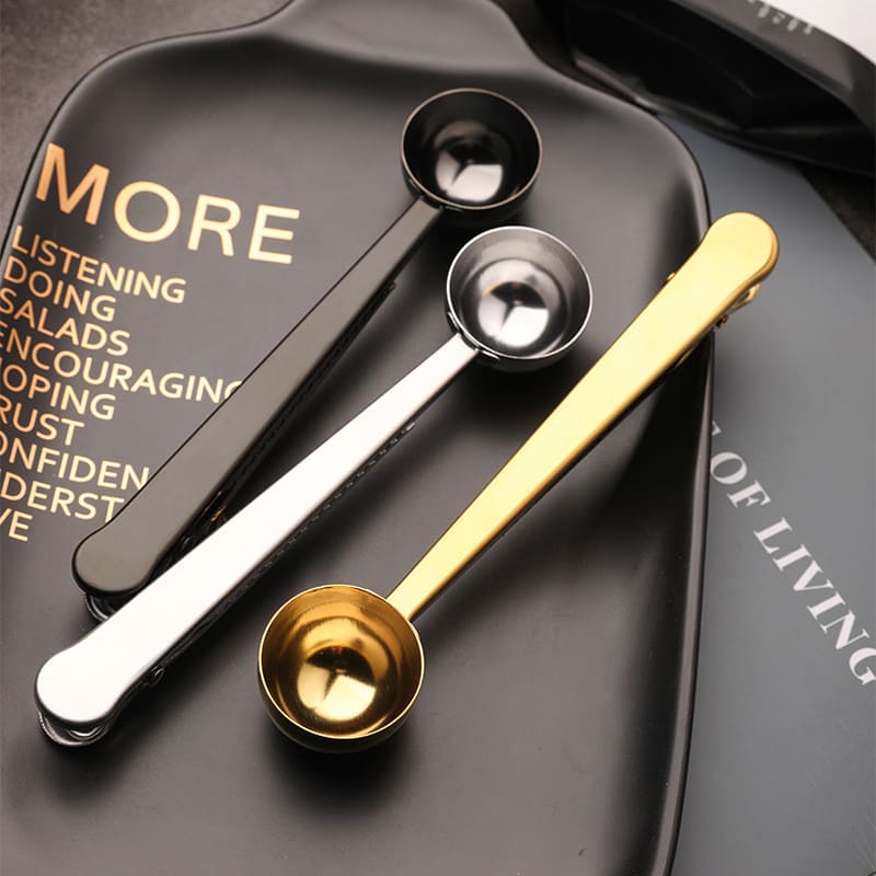 Stainless Steel Coffee Spoon with Clamp and Packaging Clip