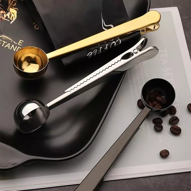 Stainless Steel Coffee Spoon with Clamp and Packaging Clip