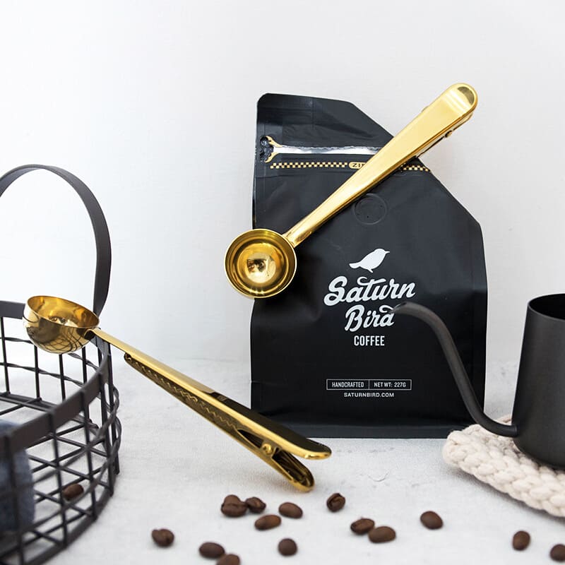 Stainless Steel Coffee Spoon with Clamp and Packaging Clip