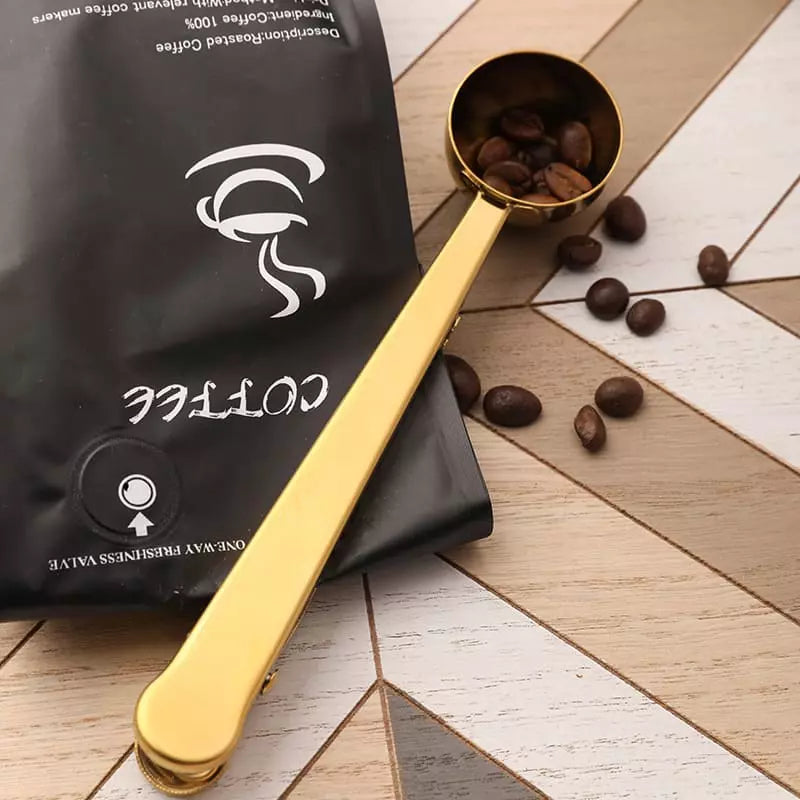 Stainless Steel Coffee Spoon with Clamp and Packaging Clip