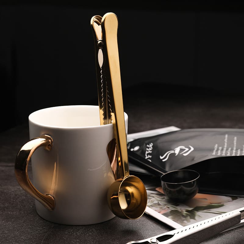 Stainless Steel Coffee Spoon with Clamp and Packaging Clip