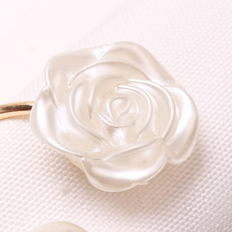 Fabric Flower and Pearl Napkin Ring Set