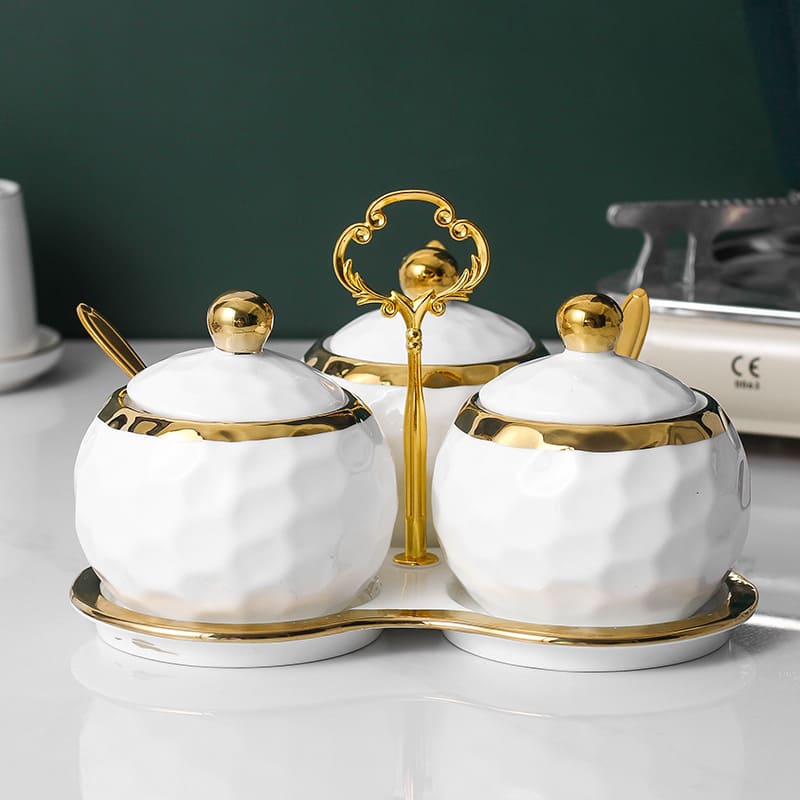 Ceramic Container Set Sugar and Salt Shaker Kit