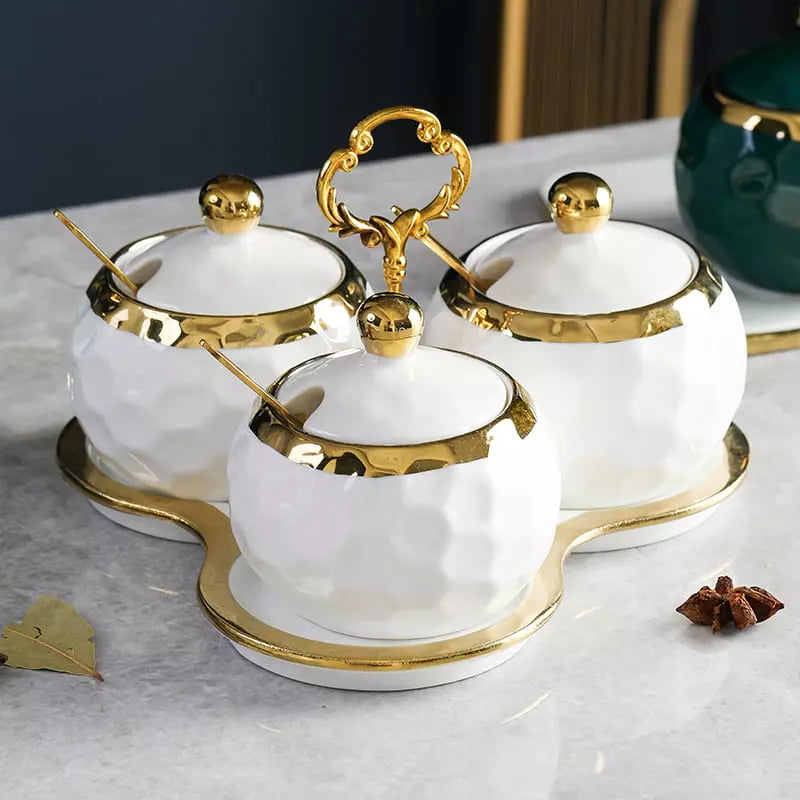 Ceramic Container Set Sugar and Salt Shaker Kit