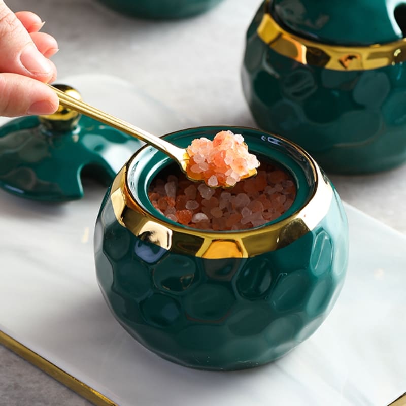 Ceramic Container Set Sugar and Salt Shaker Kit