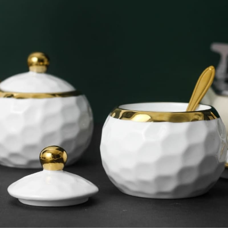 Ceramic Container Set Sugar and Salt Shaker Kit