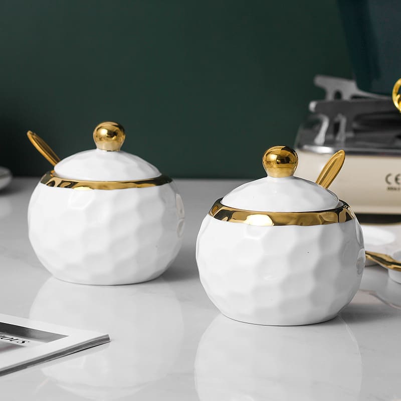 Ceramic Container Set Sugar and Salt Shaker Kit