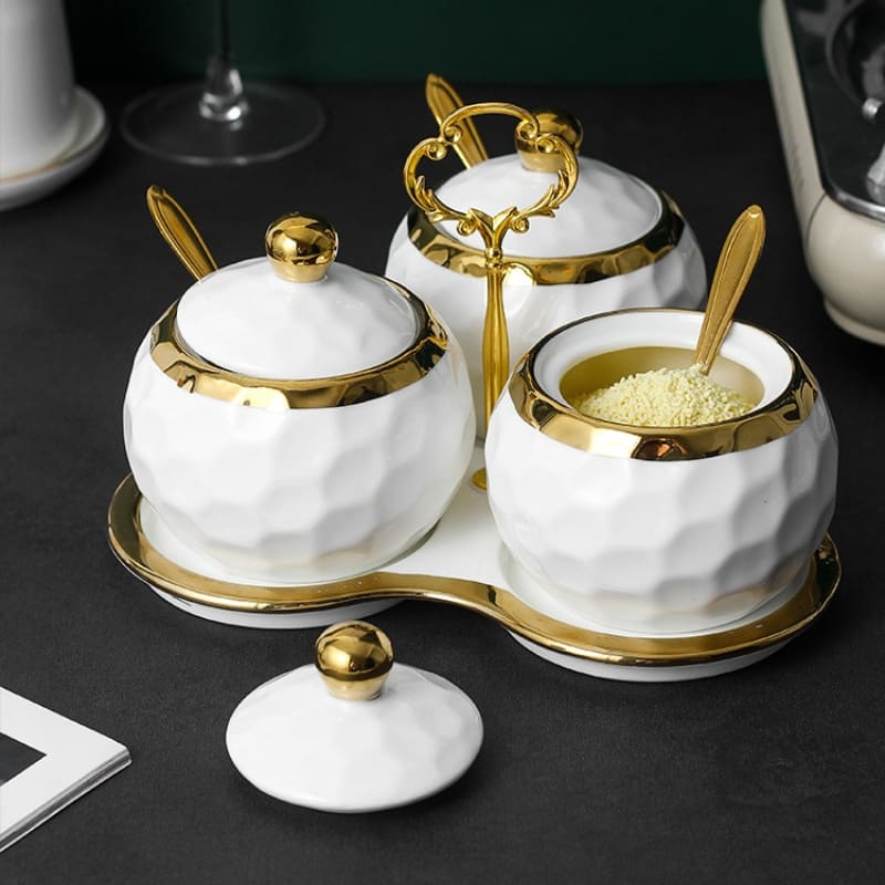 Ceramic Container Set Sugar and Salt Shaker Kit