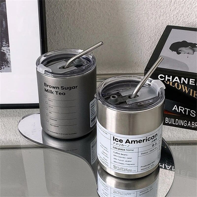 Polished Steel Coffee Thermal Mug with Leak-Proof Lid