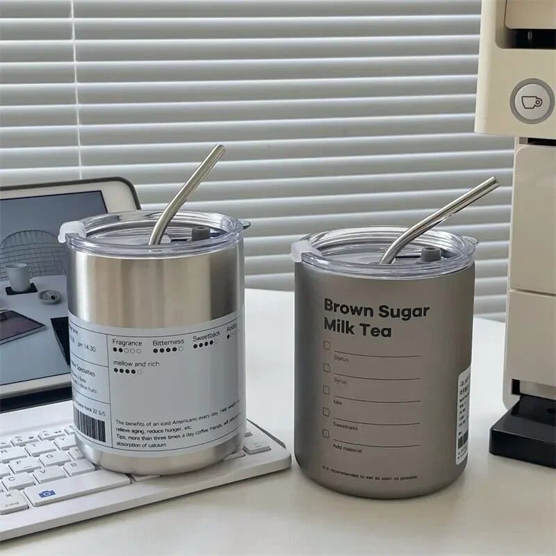 Polished Steel Coffee Thermal Mug with Leak-Proof Lid