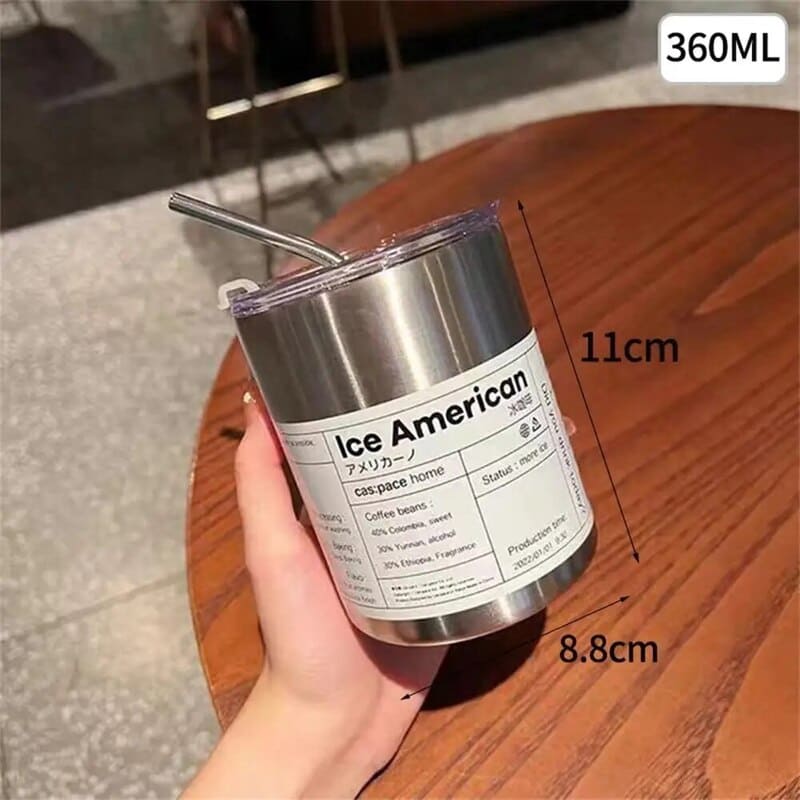 Polished Steel Coffee Thermal Mug with Leak-Proof Lid