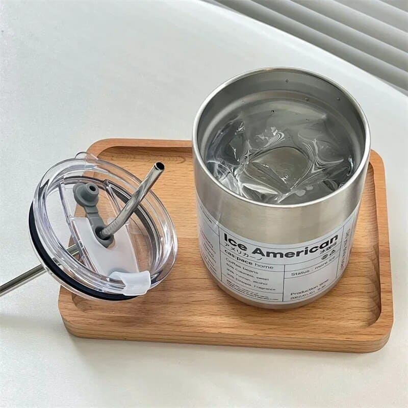Polished Steel Coffee Thermal Mug with Leak-Proof Lid