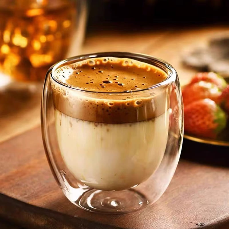 Double-Walled Glass Cup for Coffee and Tea