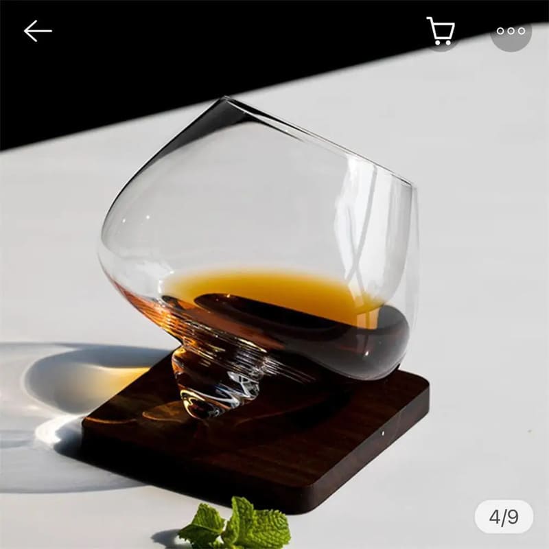 Crystal Whisky Glass with Rotating Belly for Home Bar