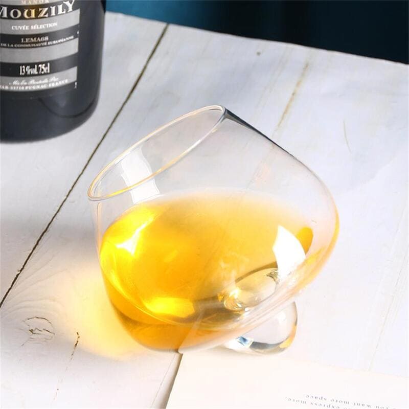 Crystal Whisky Glass with Rotating Belly for Home Bar