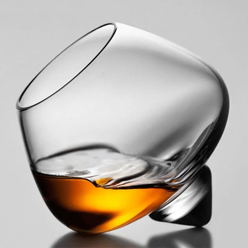 Crystal Whisky Glass with Rotating Belly for Home Bar